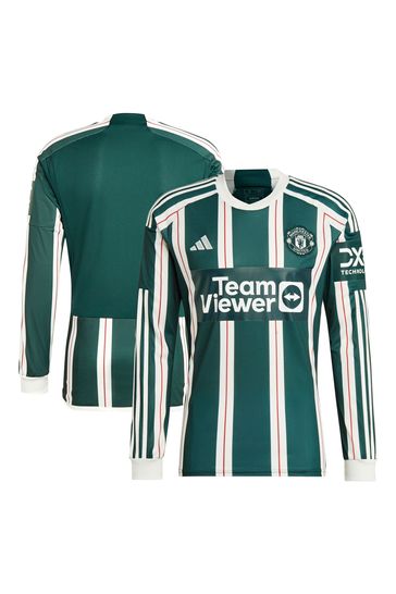 adidas Green Manchester United Away Long Sleeve Shirt 2023-24