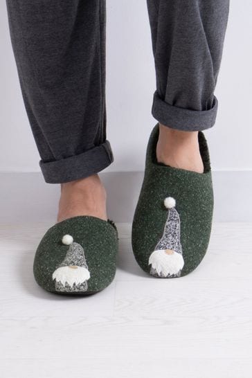 Totes Gnome Novelty Applique Mens Mule Slippers