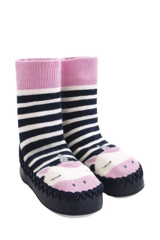 JoJo Maman Bébé Pink Moccasin Slipper Socks