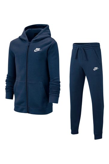 Nike navy fleece tracksuit clearance