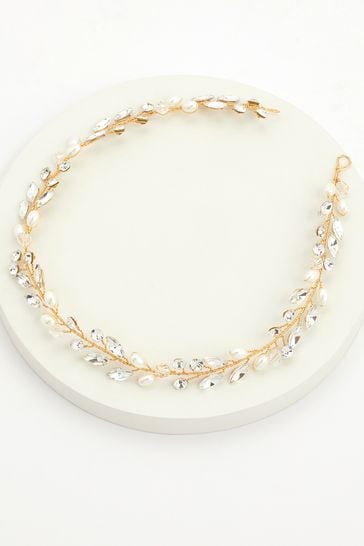 Ivory & Co Gold Bohemia Crystal And Pearl Hair Vine