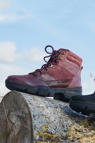 Buy Berry Red Performance Water Repellent Leather Walking Boots from Next Austria