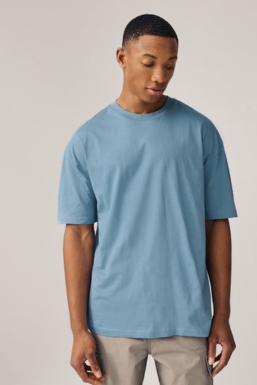 Blue Mid Relaxed Essential Crew Neck T-Shirt