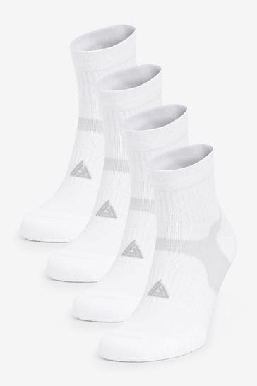 White Mid Active Cushioned Sports Trainer Socks 4 Pack