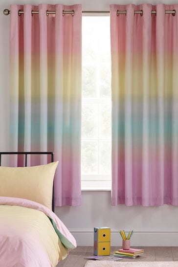Multi Rainbow Ombre Eyelet Blackout Curtains