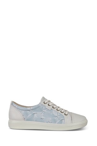 ECCO® Soft 7 W Blue Leather Lace Trainers