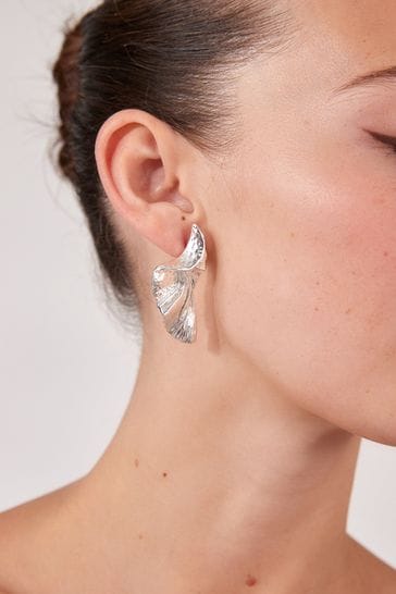 Buy Silver Tone Recycled Metal Wave Statement Earrings from Next