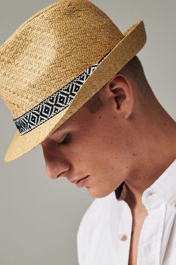Ikat Band Textured Trilby Hat