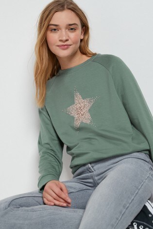 Khaki Star Graphic Sweatshirt