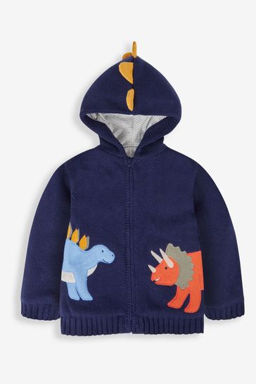 JoJo Maman Bébé Navy Boys' Dino Novelty Hooded Cardigan