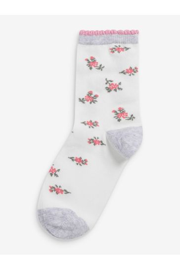 Buy Pink 7 Pack Cotton Rich Pretty Ankle Socks from Next Luxembourg