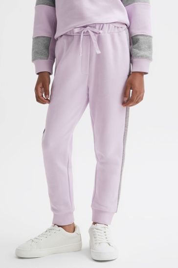 Reiss Lilac Mirror Senior Side Stripe Drawstring Joggers