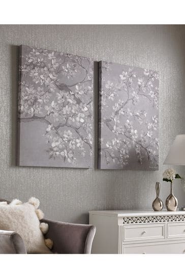 Art For The Home Set of 2 Grey Tranquil Orchid Wall Art