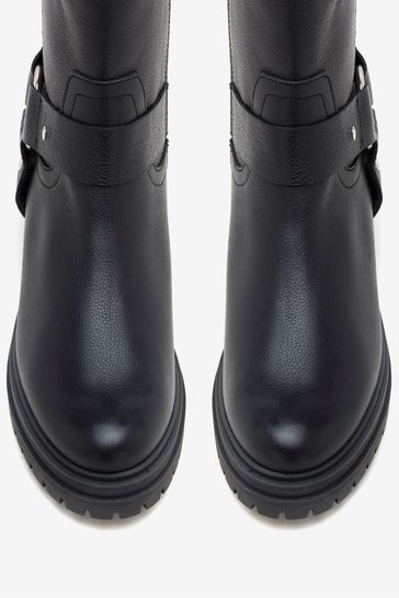 Mint Velvet Black Leather Biker Boots
