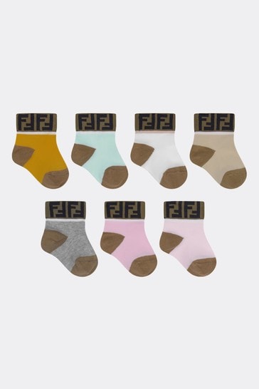 Baby Girls Multicoloured Cotton Socks Seven Pack