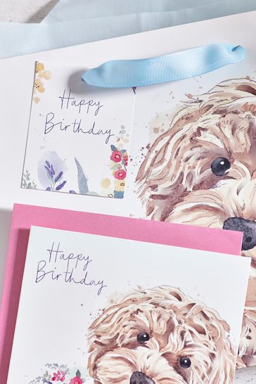 Buy White Cockapoo Gift Bag and Card Set from Next Denmark