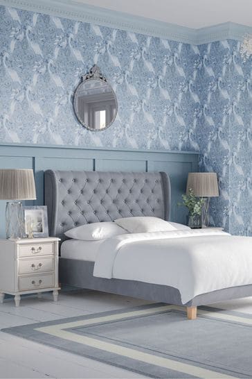 Hayden Velvet Steel Grey Chatsworth Bed Upholstered