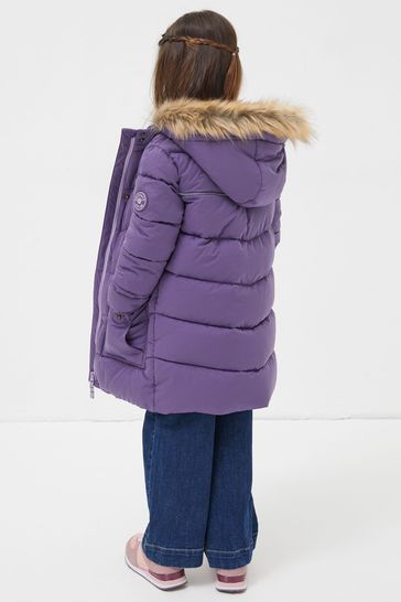 FatFace Purple Lily Longline Padded Coat