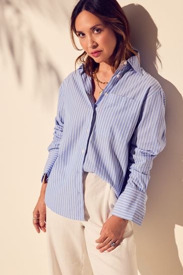 Oversized logo cotton poplin shirt