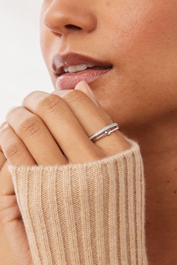 Band of outlet hearts ring silver