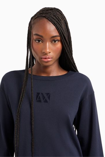 Buy Armani Exchange Navy Logo Knitted Jumper from Next Poland
