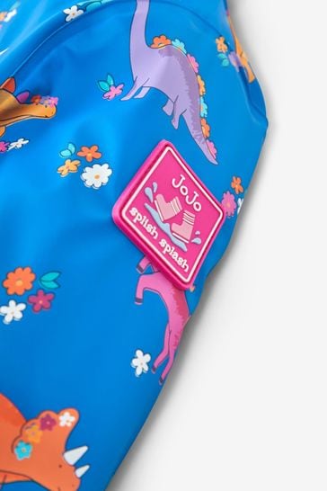 JoJo Maman B b Cobalt Blue Dinosaur Cosy Waterproof Jacket