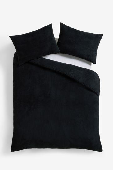 Buy Black Soft Teddy Fleece Duvet Cover and Pillowcase Set from Next Kuwait