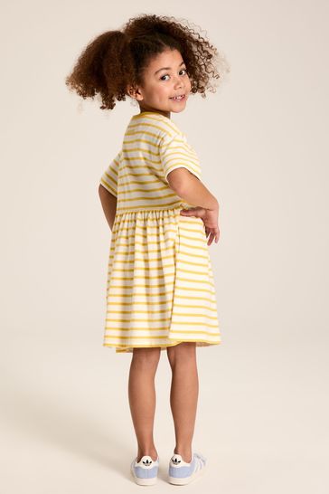 Joules Skye Yellow Stripe T Shirt Dress