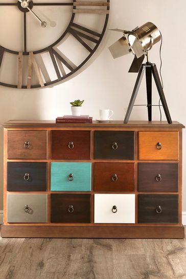 Pacific Lifestyle Pine Wood Multicoloured 12 Drawer Unit