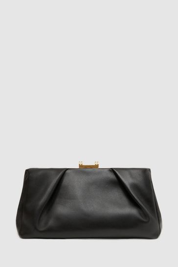 Large leather clutch online