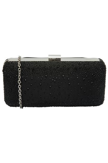 Lotus Black Clutch Bag with Chain