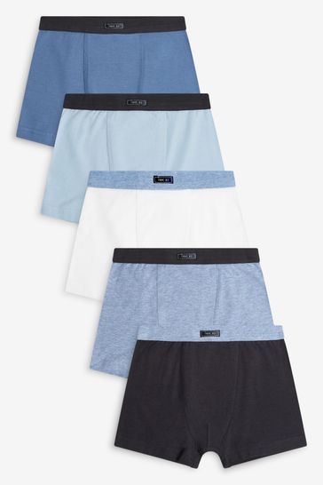 Blue Plain Trunks 5 Pack (2-16yrs)