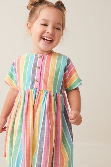 Rainbow Stripe Relaxed Cotton Dress (3mths-8yrs)