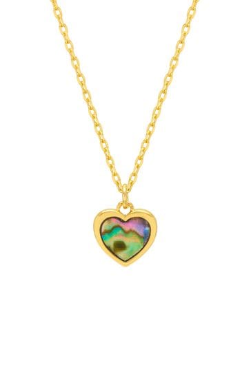Estella Bartlett Gold Tone Abalone Heart Necklace