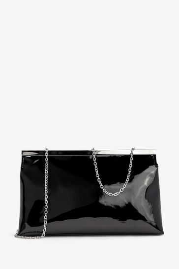 Black shiny outlet clutch bag