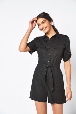 black utility playsuit