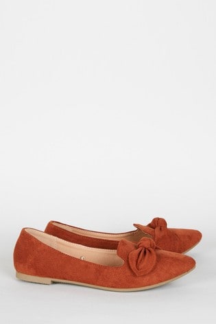 Wallis Tan Betsy Bow Detail Point Shoes 