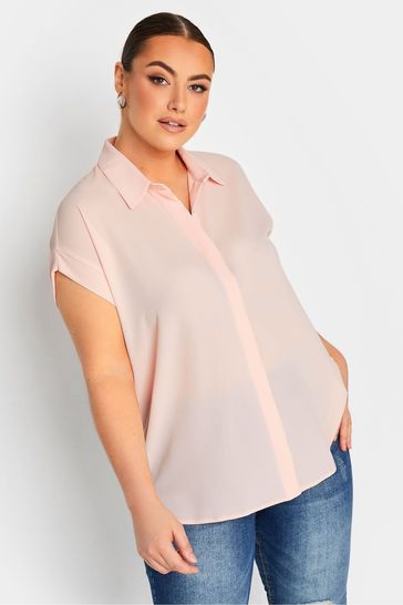 Yours Curve Pink Button Through Shirt