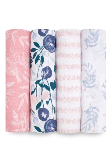 aden + anais flowers bloom Essentials Cotton Muslin Blankets 4 Pack