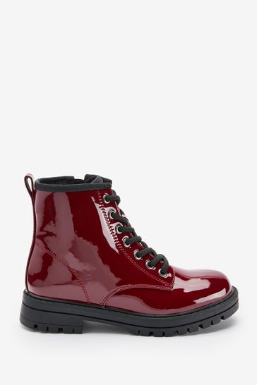 Dark Red Standard Fit (F) Next Warm Lined Lace-Up Boots