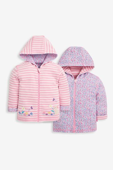 JoJo Maman Bébé Pink Mouse Appliqué Reversible Jersey Hoodie