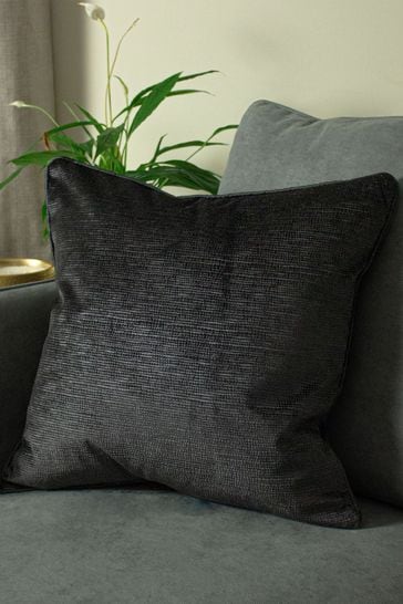 Riva Paoletti Black Stella Embossed Polyester Filled Cushion