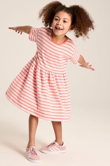 Joules Skye Pink Striped Jersey T-Shirt Dress