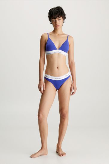 Buy Calvin Klein Blue Modern Cotton Lined Triangle Bralette from Next USA
