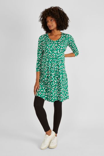 JoJo Maman Bébé Green Floral Maternity & Nursing Tunic Dress