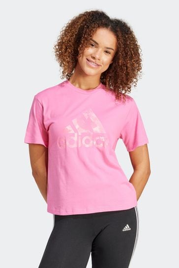adidas Pink Sportswear Floral Graphic Big Logo T-Shirt