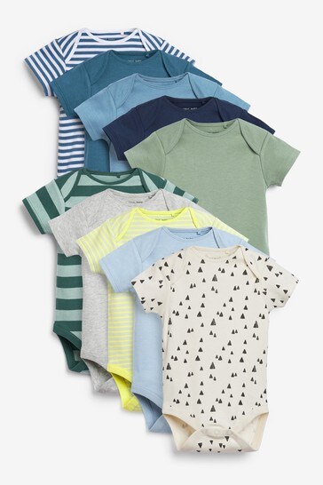 Teal Blue Baby 10 Pack Short Sleeve Bodysuits (0mths-3yrs)