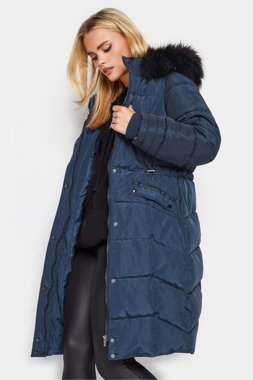 PixieGirl Petite Blue Faux Fur Trim Padded Coat