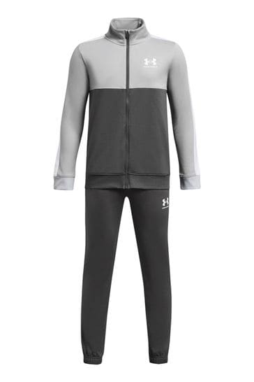 Under Armour Grey Youth Colourblock Knit Tracksuit