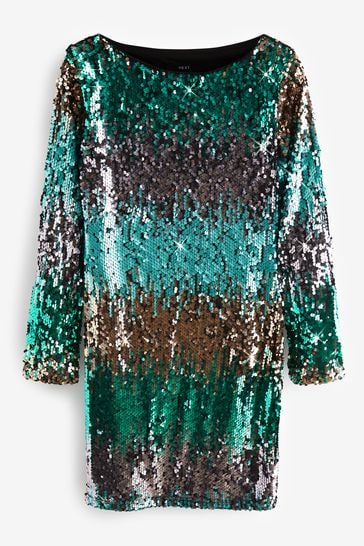 Teal sequin dress next top